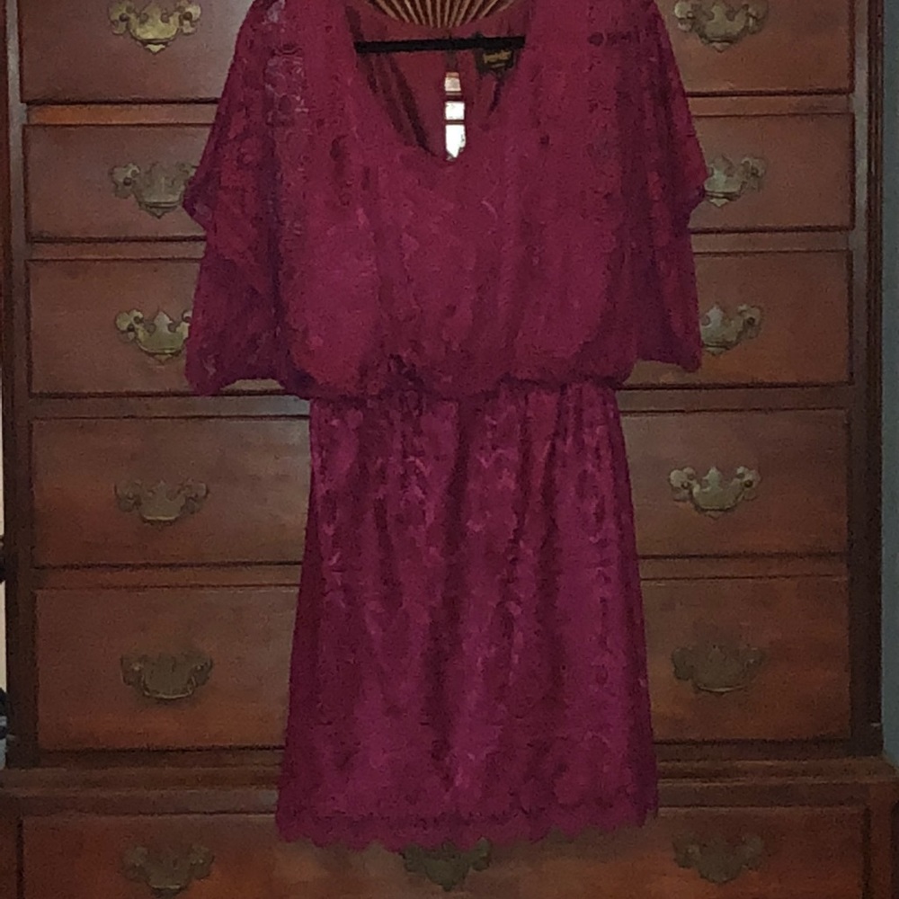 [Laundry by Shelli Segal] maroon lace dress